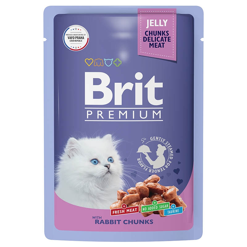 Брит Премиум пауч 85гр - Желе - Кролик для Котят (Brit Premium) + Подарок