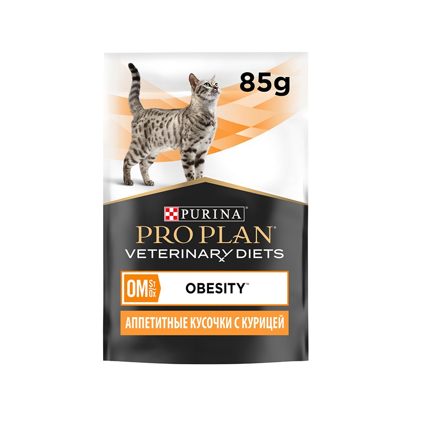 Пурина OM пауч 85гр, диета для кошек с проблемами Ожирения (Курица) (Purina)