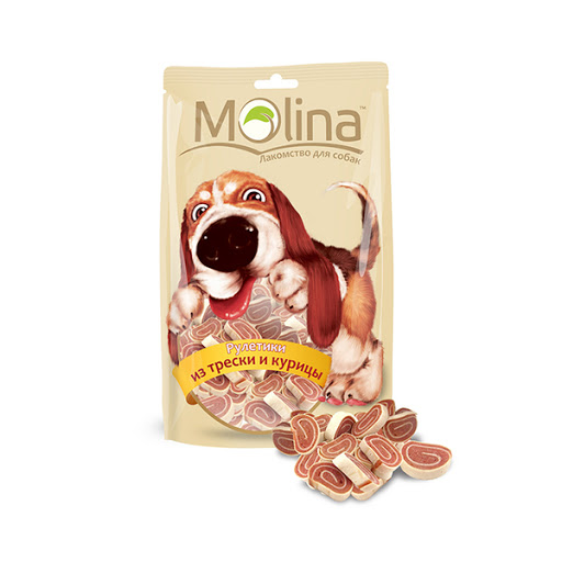 Молина 80гр - Рулетики из трески и курицы, лакомство для собак (Molina)