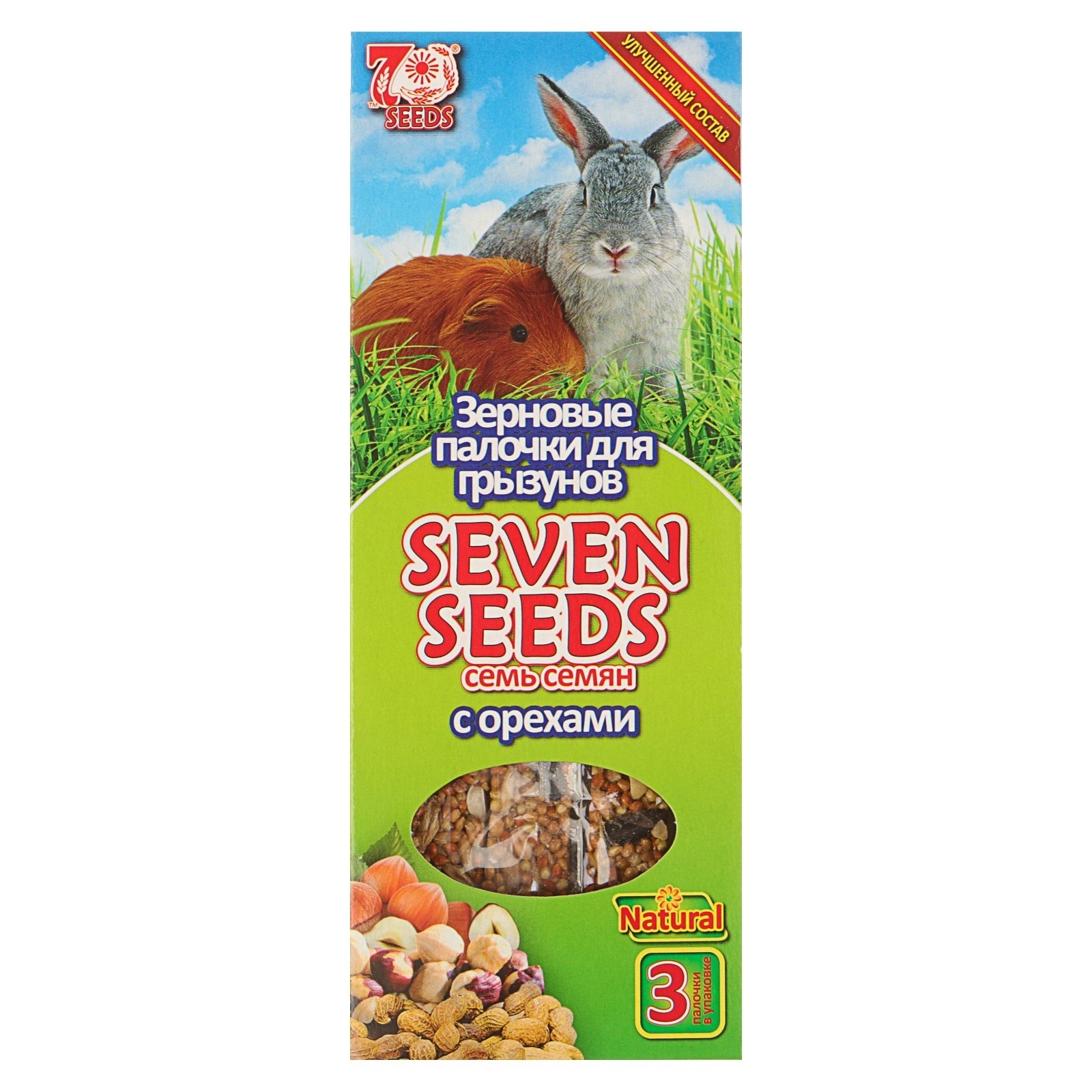 Семь Семян - палочки для грызунов Орехи, 3шт (90гр) (Seven Seeds)