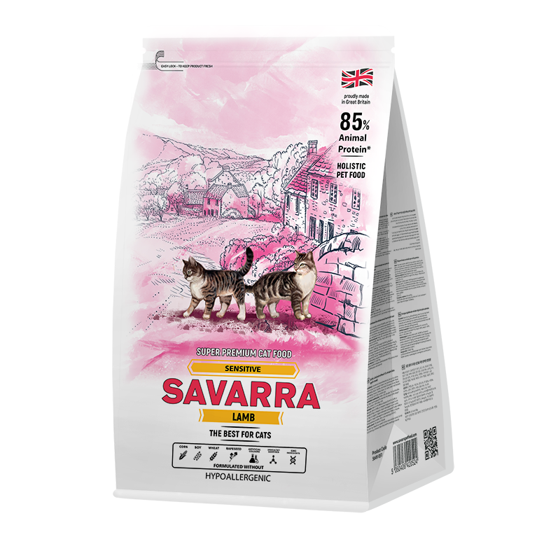 Саварра 2кг - Ягненок - для кошек с Чувствительным пищеварением (Savarra)