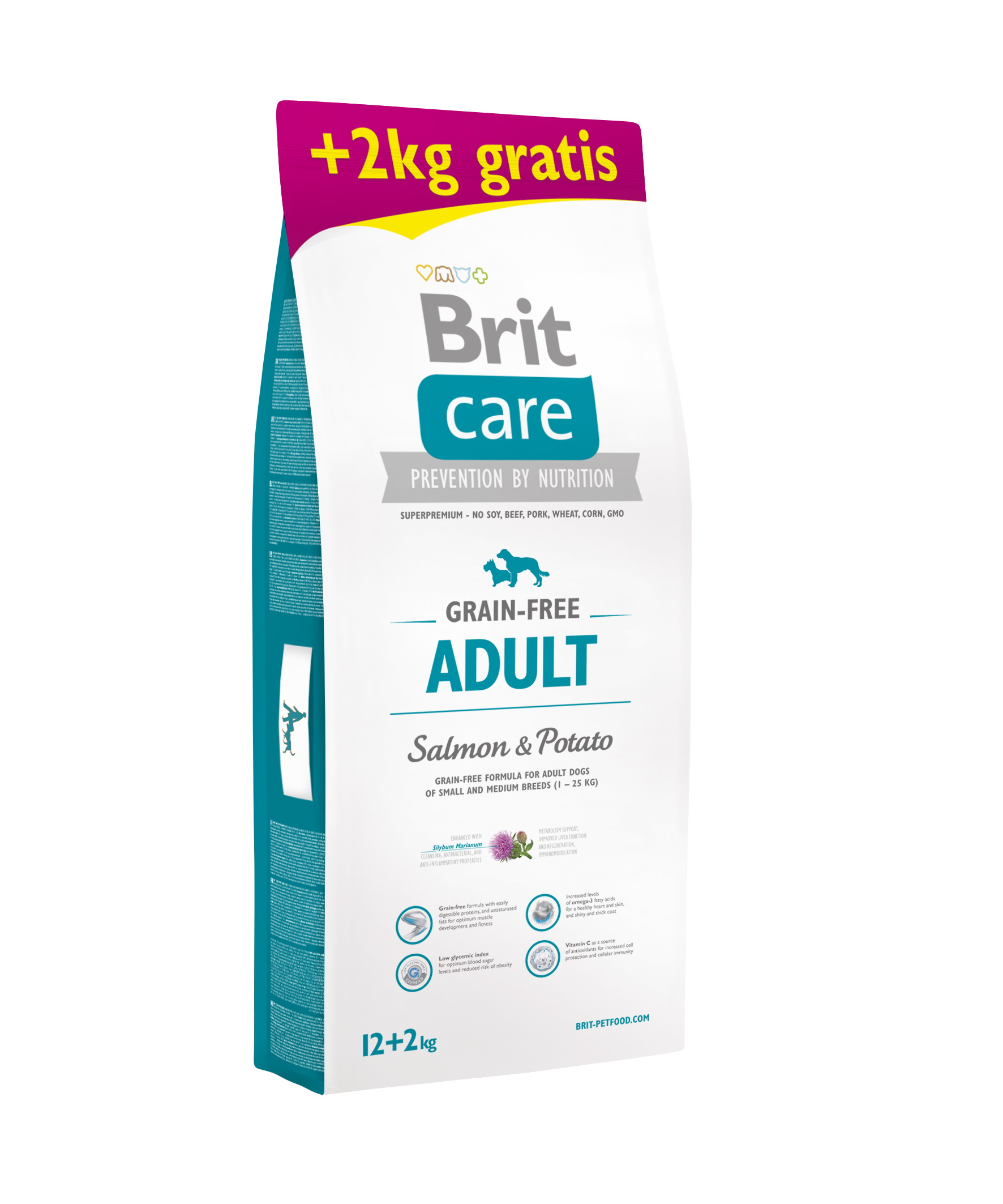Брит Карэ 12кг + 2кг. Лосось и Картофель для собак Мелких и Средних пород (Brit Care)