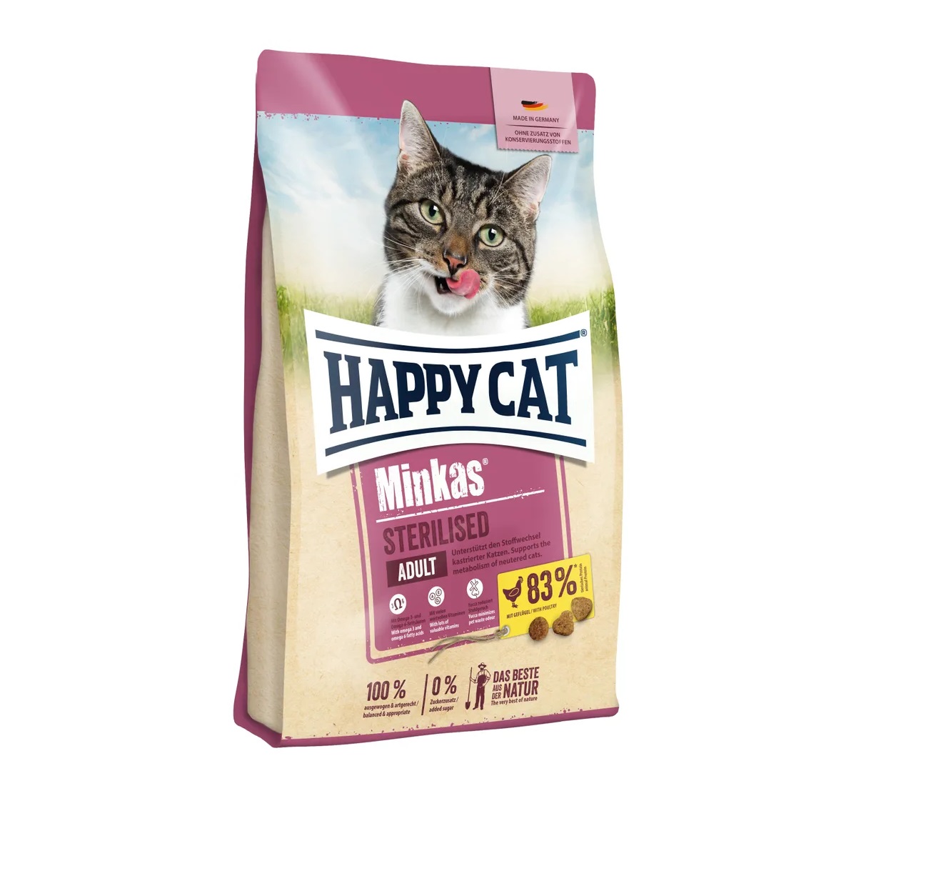 Хэппи Кэт Минкас 10кг - Птица Стерилизед - сухой корм для стерилизованных кошек (Happy Cat)