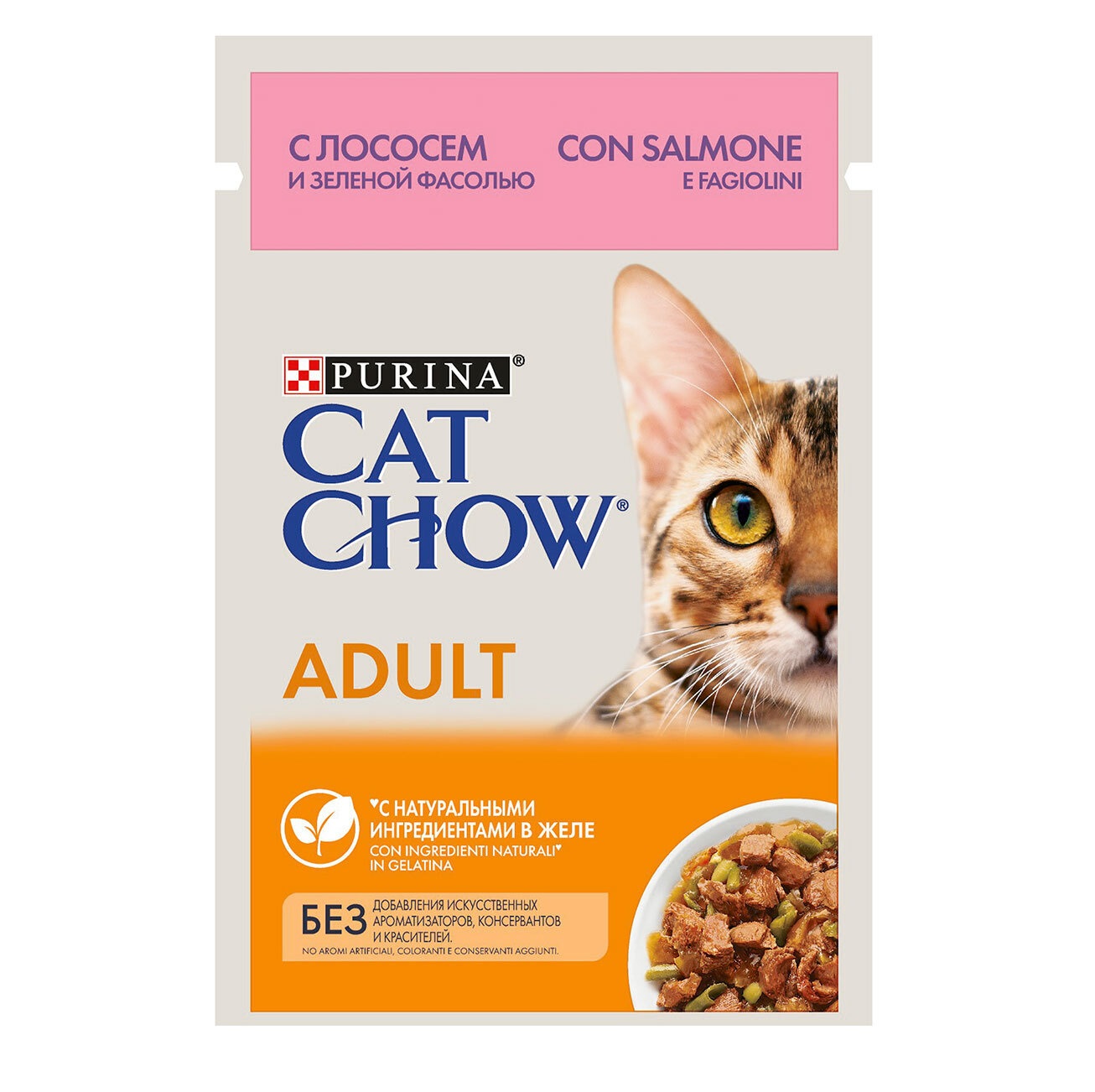 Кэт Чау 85гр - Лосось/Зеленая Фасоль - для кошек (Cat Chow)