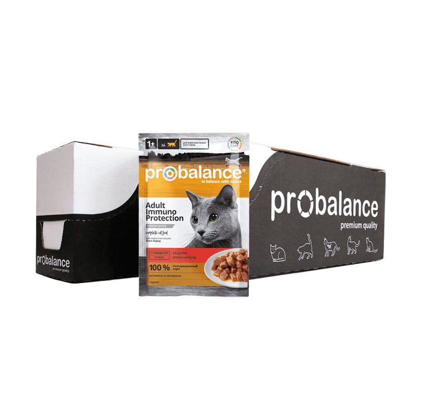 ПроБаланс 85гр пауч - Говядина в Соусе, для кошек (ProBalance)  1кор = 25шт