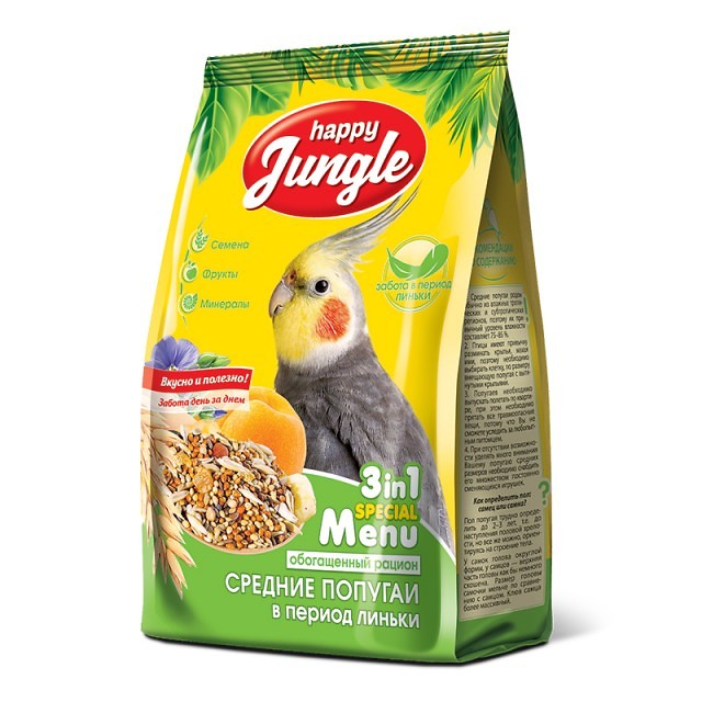 Джунгли для Средних попугаев (линька) 500гр (Happy Jungle)