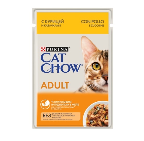 Кэт Чау 85гр - Курица/Кабачки - для кошек (Cat Chow)