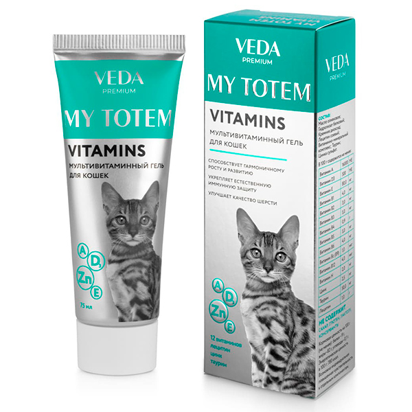 Мой Тотем - Гель Мультивитаминный для кошек, 75мл (My Totem Veda)