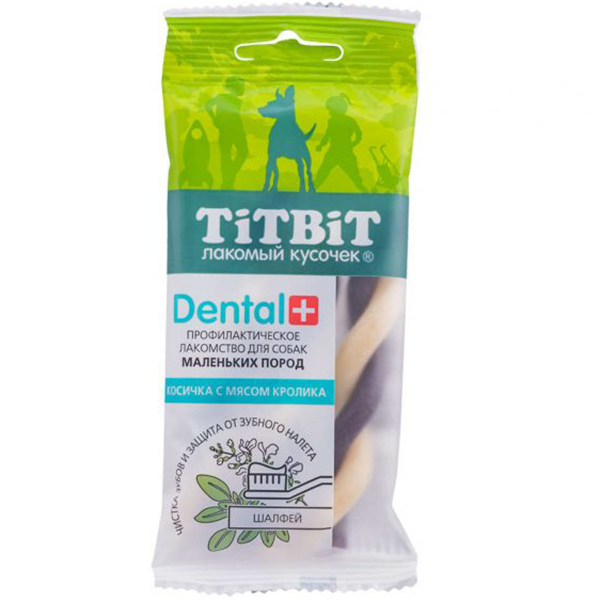 Дентал+ Палочка витая 30гр - Сыр - для собак Мелких (TitBit)