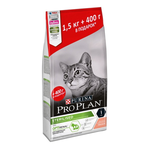 ПроПлан для кошек стерилизованных, Лосось. 1,5кг + 400гр (Pro Plan)