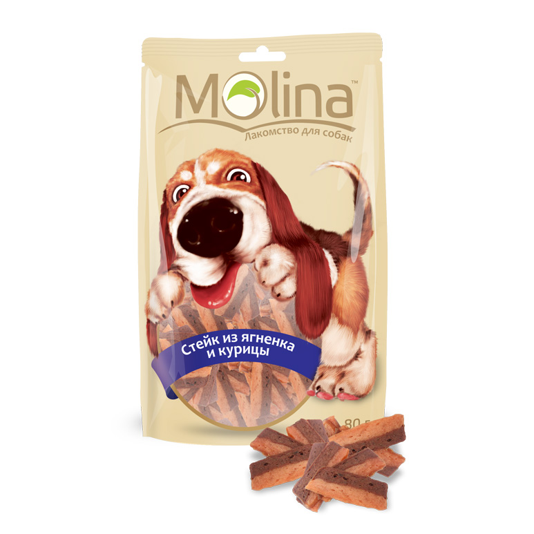 Молина 80гр - Стейк из ягненка и курицы, лакомство для собак (Molina)