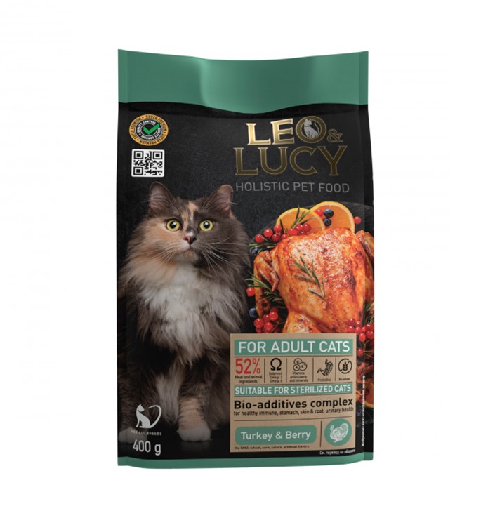 Лео&Люси Холистик 400гр - Индейка, для Стерилизованных кошек (Leo&Lucy)
