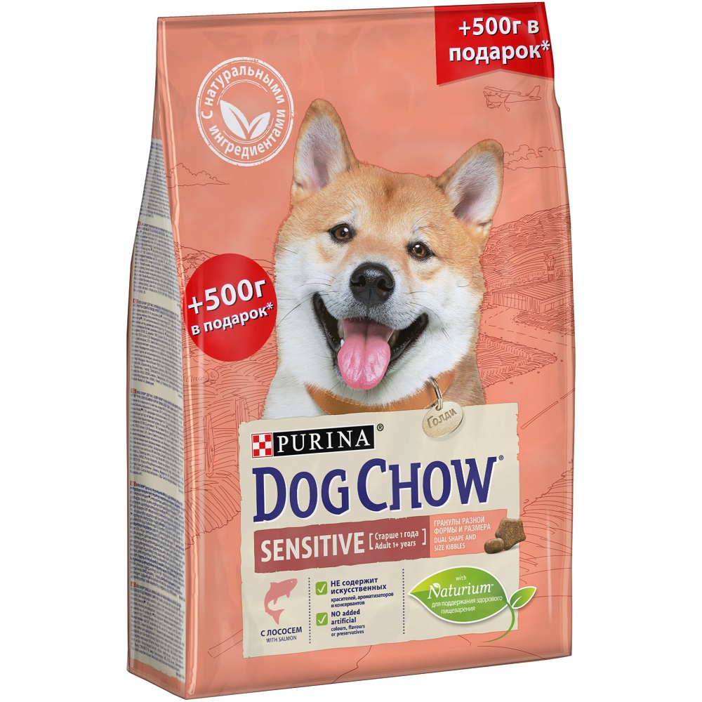 Дог Чау 2кг + 500гр для собак Лосось (Dog Chow)