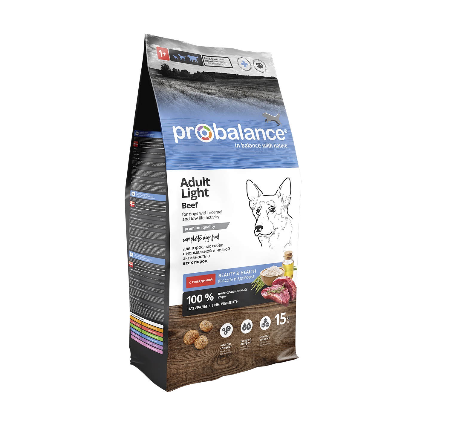 ПроБаланс 15кг для собак Лайт Говядина низкокалорийный (ProBalance) + Подарок