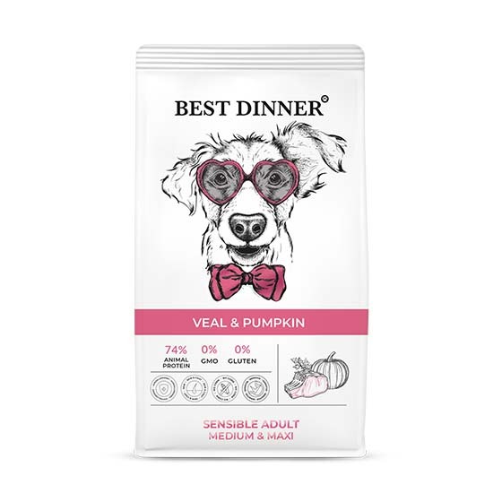 Бест Диннер 3кг - Телятина/Тыква - для собак средних/крупных (Best Dinner)