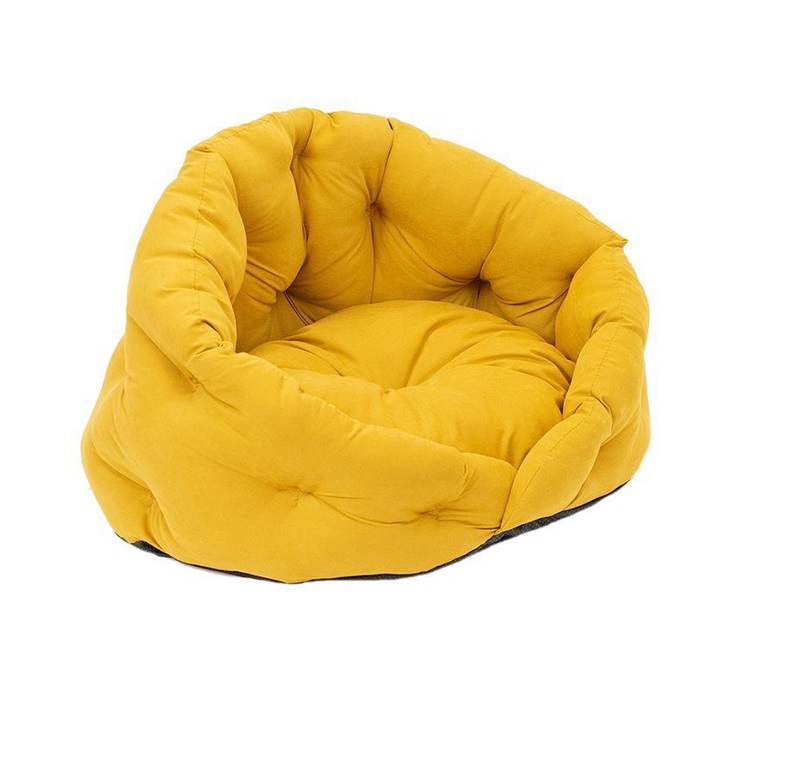 Лежанка "Sleep-Бархат" овальная пухлая, с подушкой Охра №1 48х40х34см (Дарэлл)