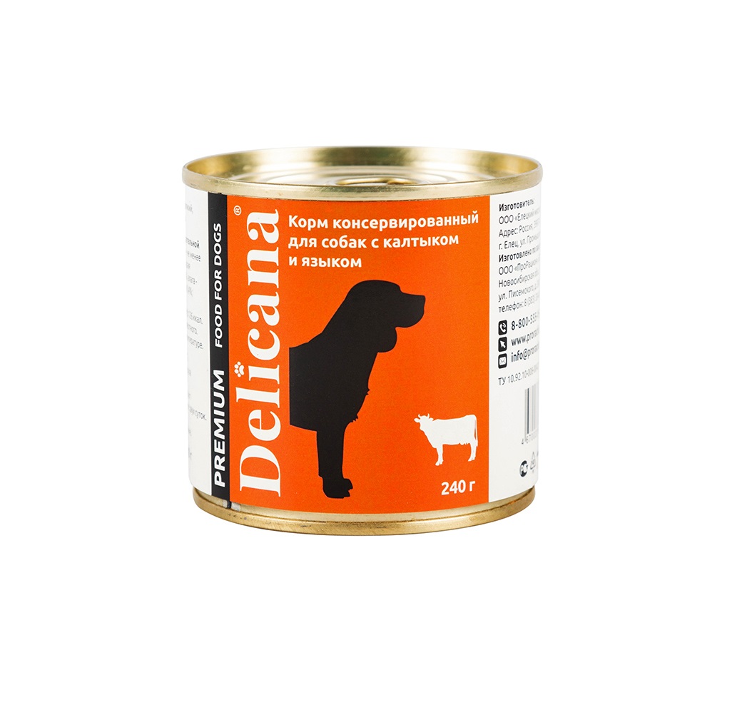 Деликана 240гр - Калтык Язык - 1кор (12шт) консервы для собак (Delicana)