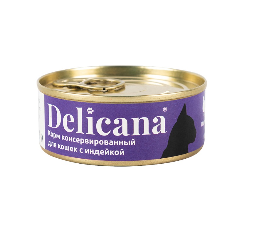Деликана 100гр - Индейка - Кусочки в Паштете с Желе - для кошек (Delicana)