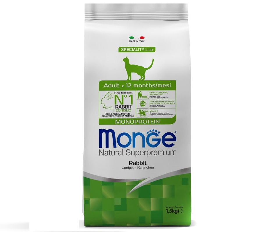Монж 1,5кг корм для Кошек - Монопротеин - Кролик (Monge)