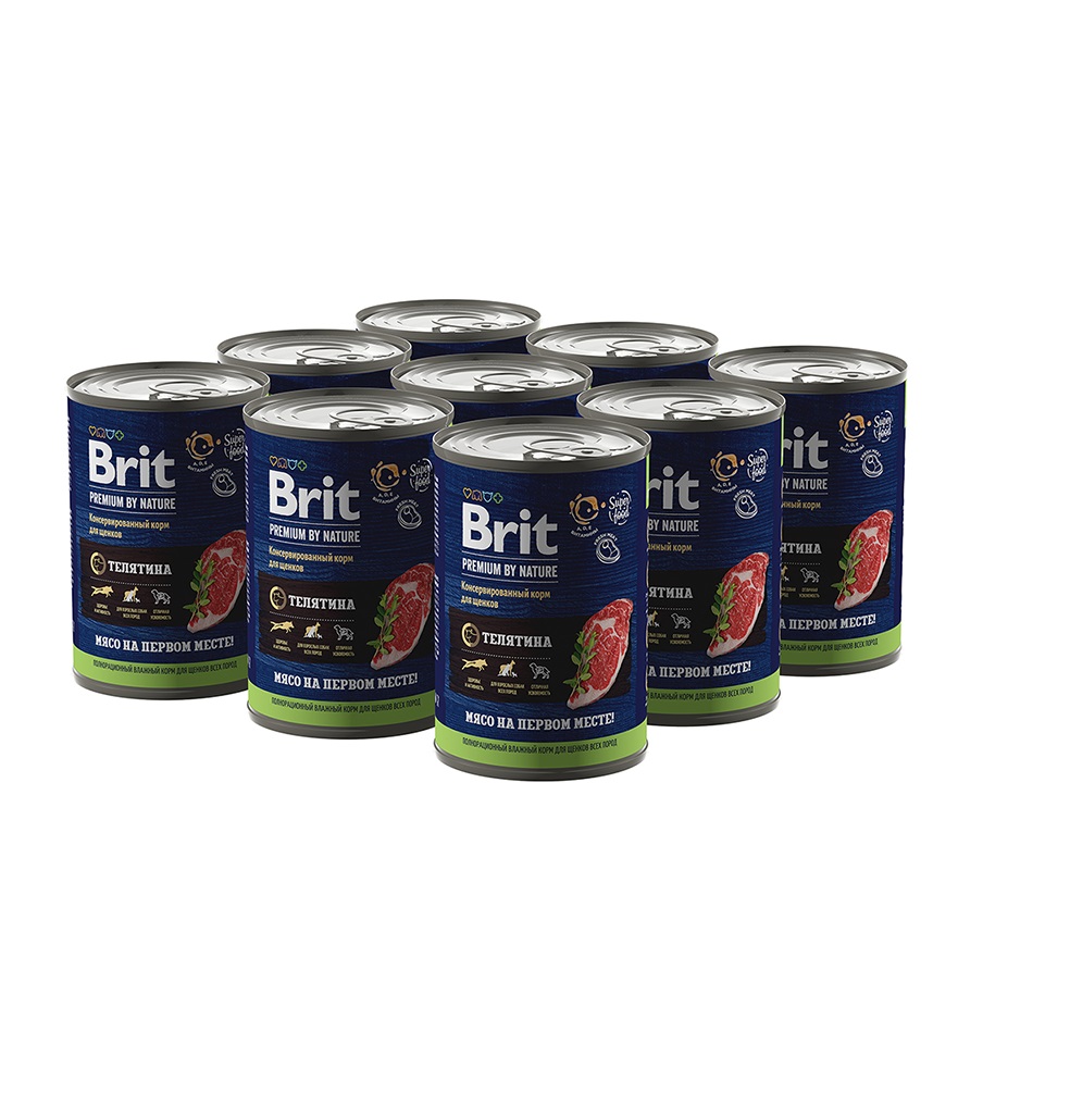 Брит 410гр - Паппи - Телятина - консервы для Щенков (Brit Premium by Nature) 1кор = 9шт