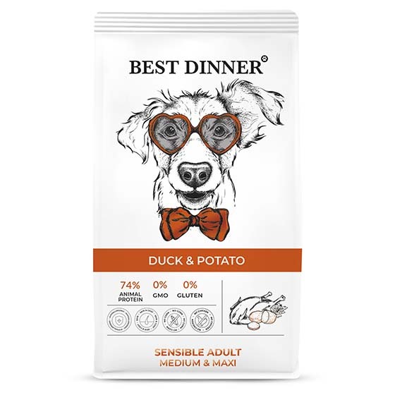 Бест Диннер 12кг - Утка/Картофель - для собак средних/крупных (Best Dinner)