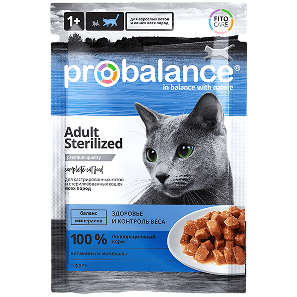 ПроБаланс 85гр пауч - Стерилизед в Соусе, для кошек (ProBalance)