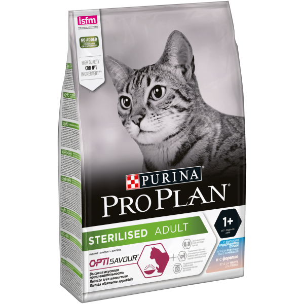 ПроПлан для кошек стерилизованных, Треска/Форель. 3кг (Pro Plan)