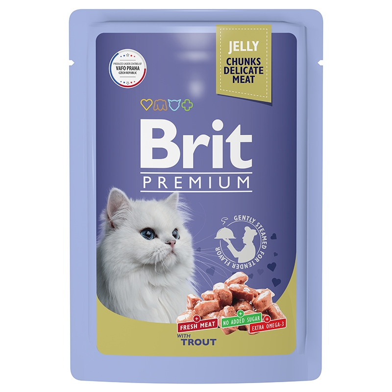 Брит Премиум пауч 85гр - Желе - Форель (Brit Premium) + Подарок