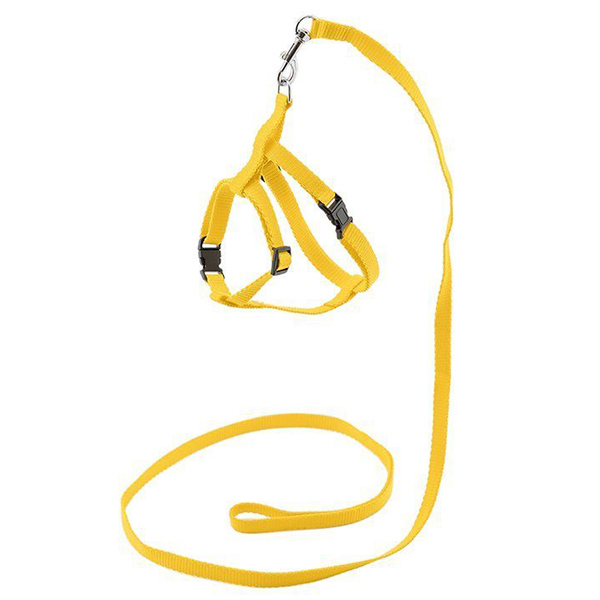 Комплект ECO "Sport Classic" Желтый - поводок 1см х 120см+шлейка, обхват груди 30-45см, синтетика