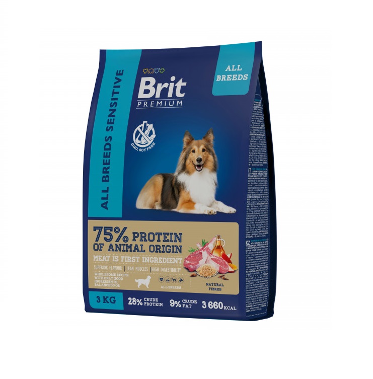 Брит 3кг для собак всех пород Ягненок (Brit Premium by Nature)