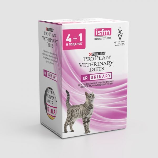 Пурина UR пауч 85гр - Набор из 5 штук - диета для кошек при мочекаменной болезни (Purina)