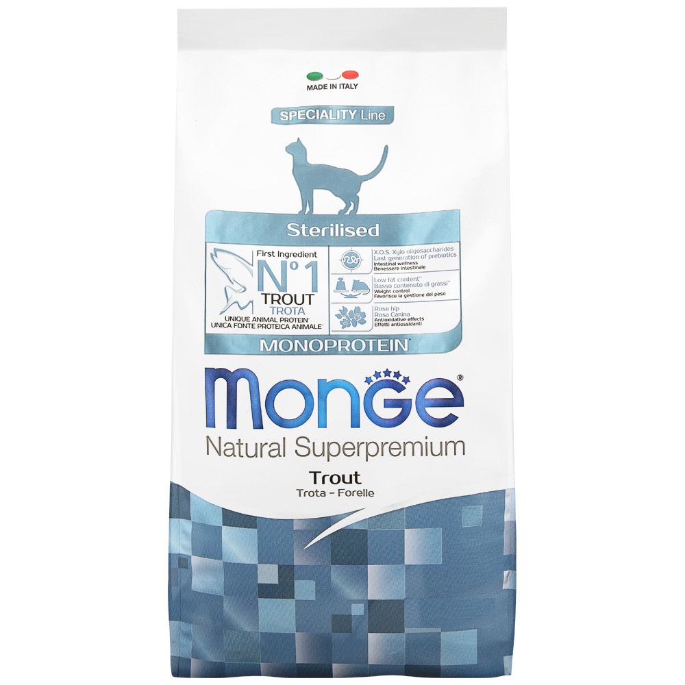 Монж 1,5кг корм для Кошек Стерилизованных - Монопротеин - Форель (Monge)