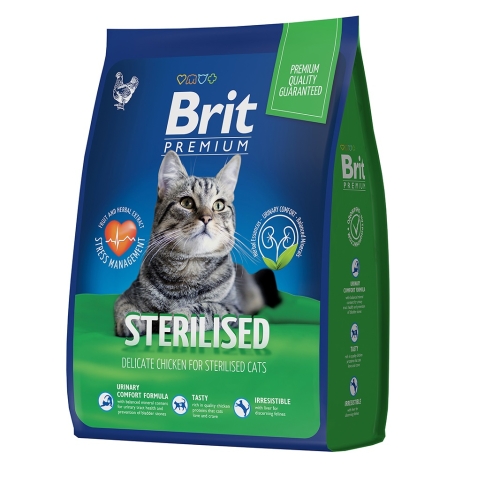 Брит Премиум 800гр - Курица Стерилизед, для взрослых Стерилизованных кошек (Brit Premium by Nature)