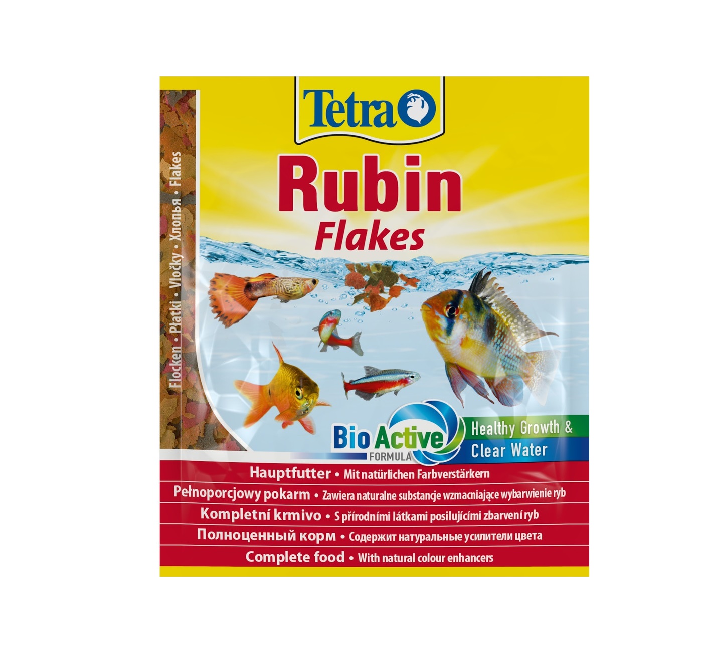 Тетра Рубин 12гр (Rubin Flakes) - Хлопья для Окраса, для всех видов рыб (Tetra)
