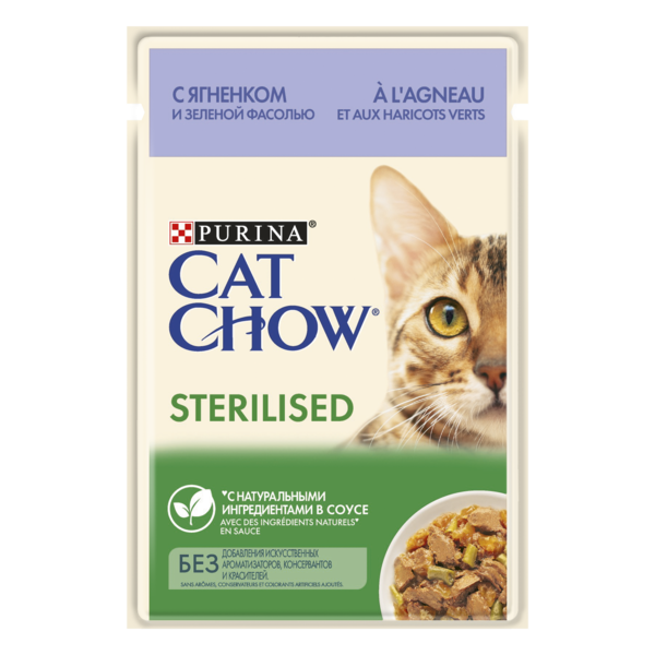 Кэт Чау 85гр - Ягненок/Фасоль - для Стерилизованных кошек (Cat Chow)