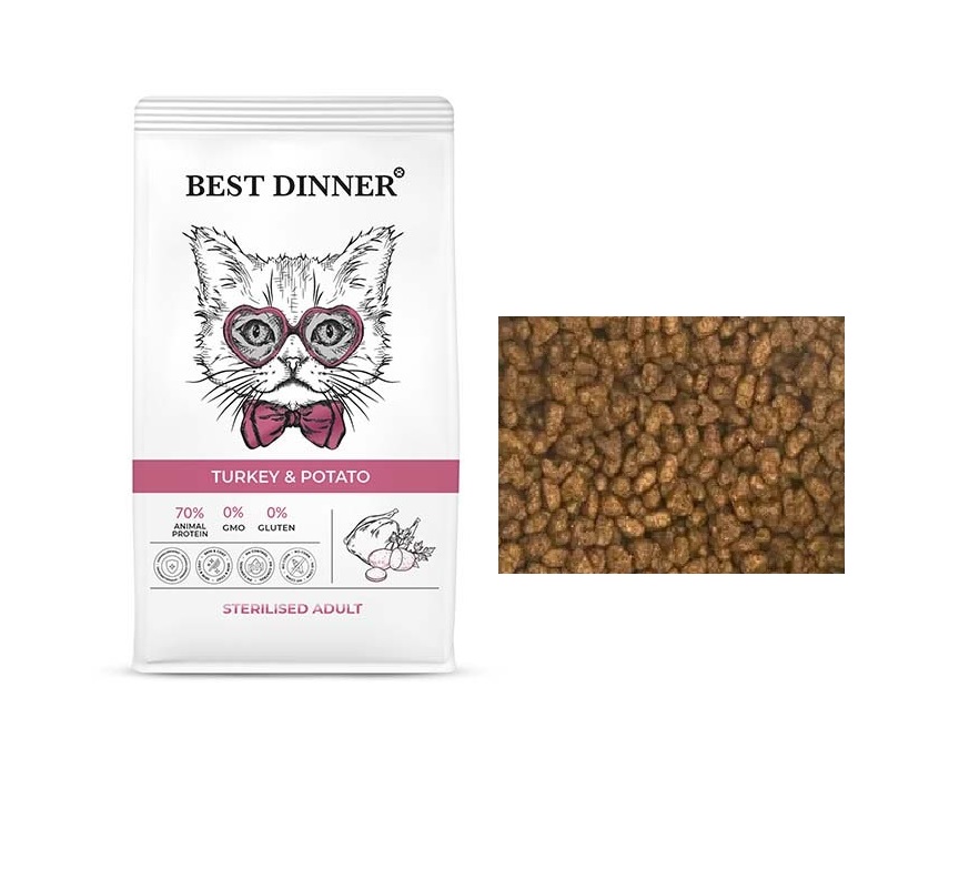 Бест Диннер - Индейка/Картофель - для Стерилизованных кошек (Best Dinner), весовой (1кг)