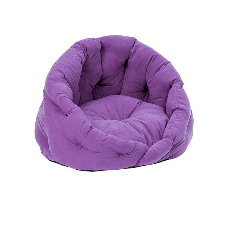 Лежанка "Sleep-Бархат" овальная пухлая, с подушкой Фиолетовая №1 48х40х34см (Дарэлл)