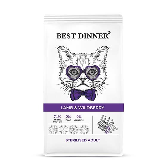 Бест Диннер 1,5кг - Ягненок/Ягоды - для стерилизованных кошек (Best Dinner)