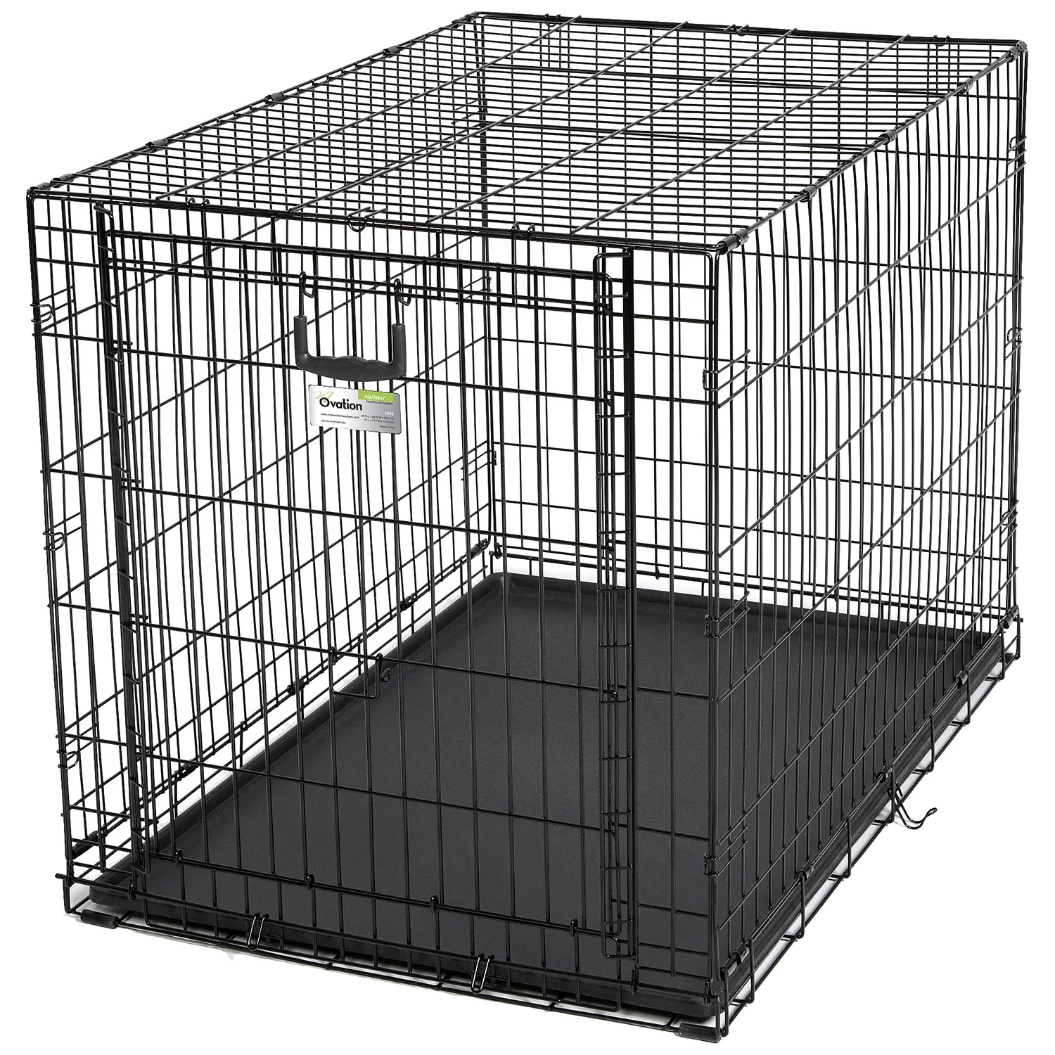 Клетка для собак "Ovation" (95х59х64h см) Черная, с торцевой вертикально-откидной дверью (Midwest)