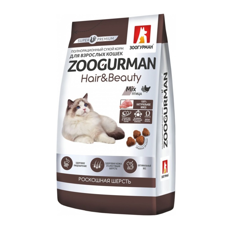 Зоогурман 350гр для кошек - Птица Hair&Beauty