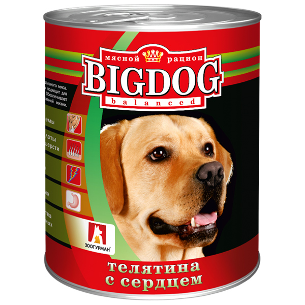 Биг Дог 850гр - Телятина/Сердце (Big Dog), Зоогурман + Подарок
