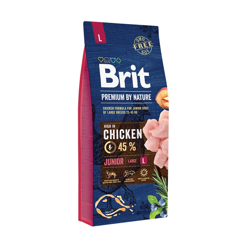 Брит 18кг для щенков Крупных пород Курица (Brit Premium by Nature)
