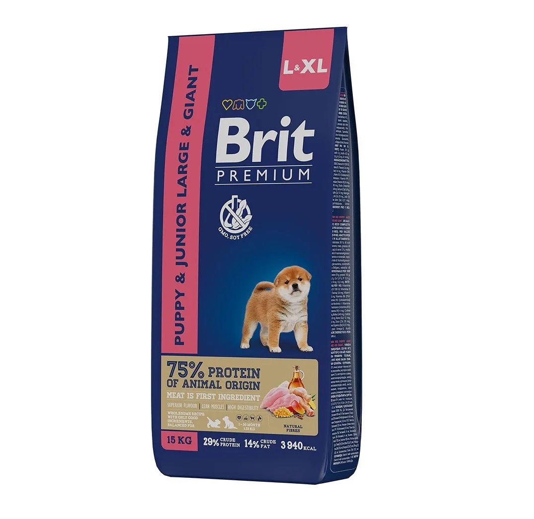 Брит 15кг для щенков Крупных и Гигантских пород Курица (Brit Premium by Nature)