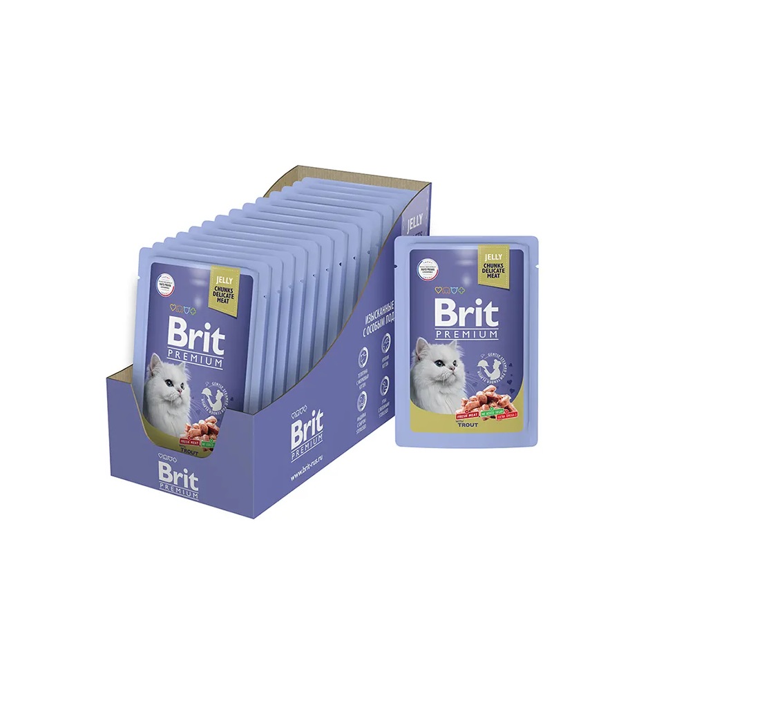 Брит Премиум пауч 85гр - Желе - Форель (Brit Premium by Nature) 1кор = 14шт