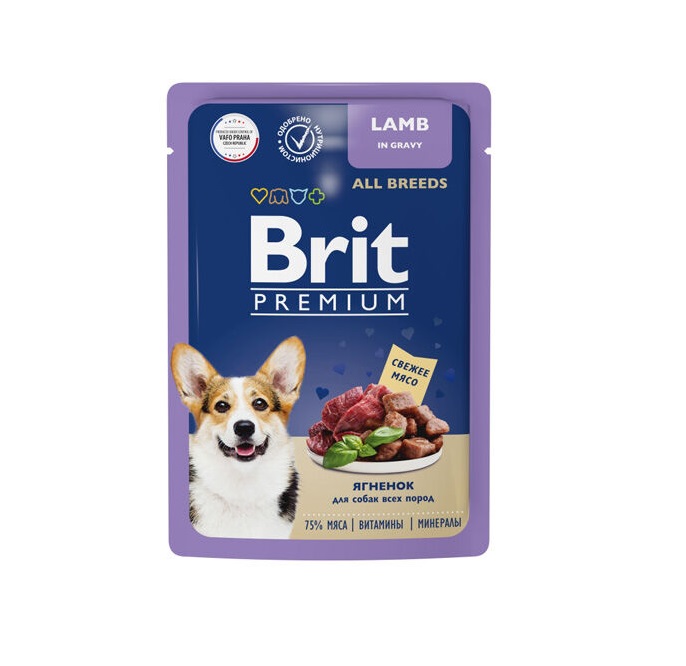 Брит 85гр - Ягненок - Соус - для Собак (Brit Premium by Nature)
