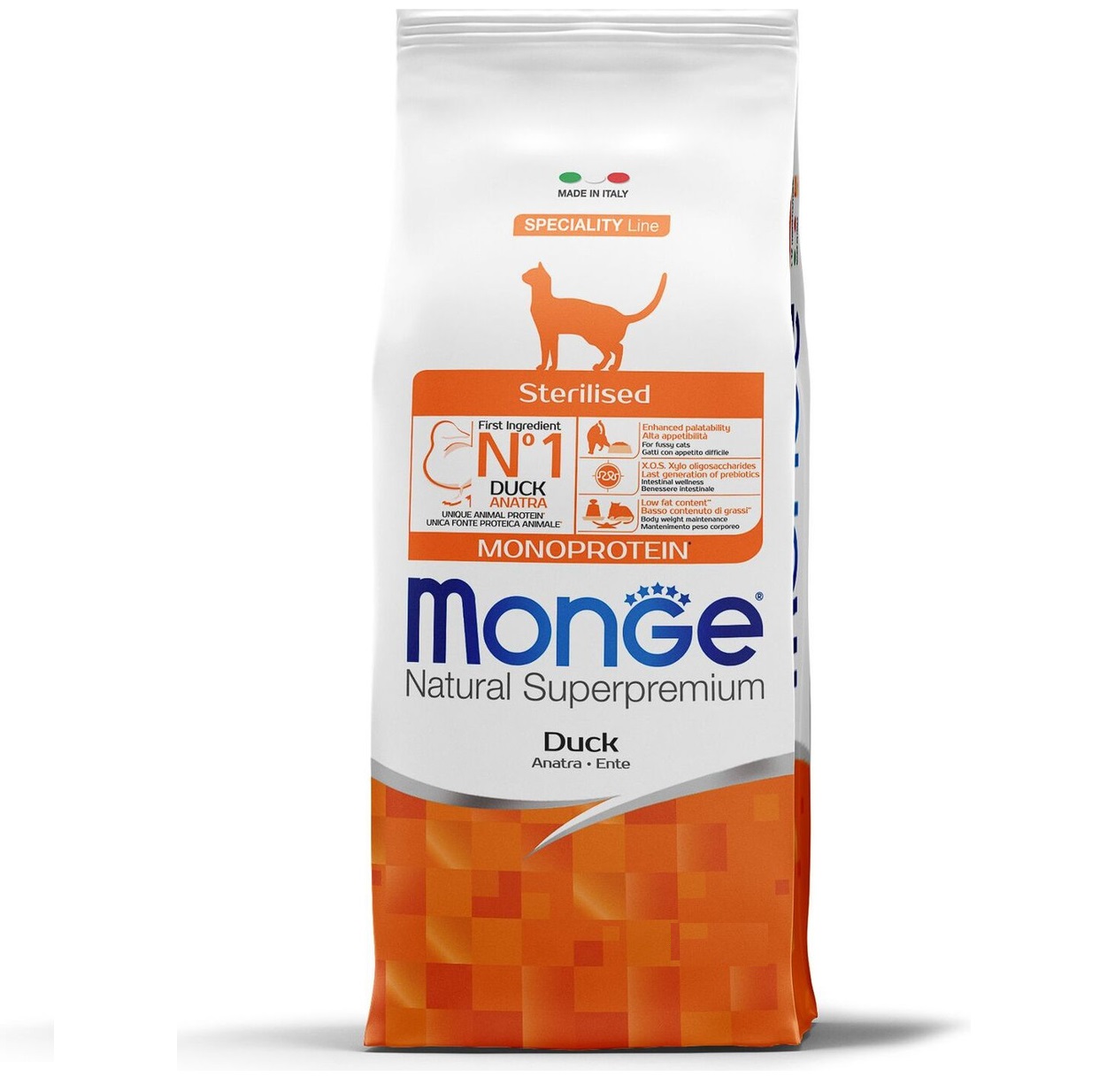 Монж 10кг корм для Кошек Стерилизованных - Монопротеин - Утка (Monge)