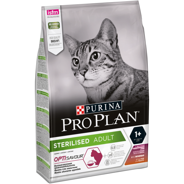 ПроПлан для кошек стерилизованных, Утка/Печень. 3кг (Pro Plan)