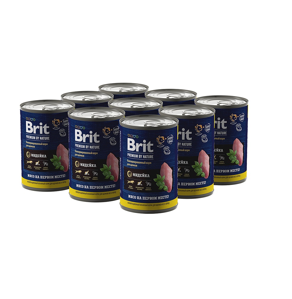 Брит 410гр - Паппи - Индейка - консервы для Щенков (Brit Premium by Nature) 1кор = 9шт