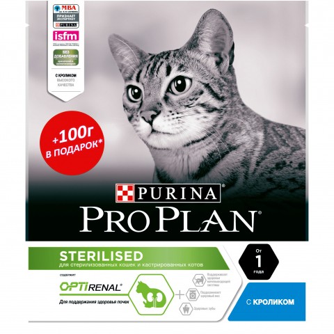 ПроПлан для кошек стерилизованных, Кролик. 300гр + 100гр (Pro Plan)