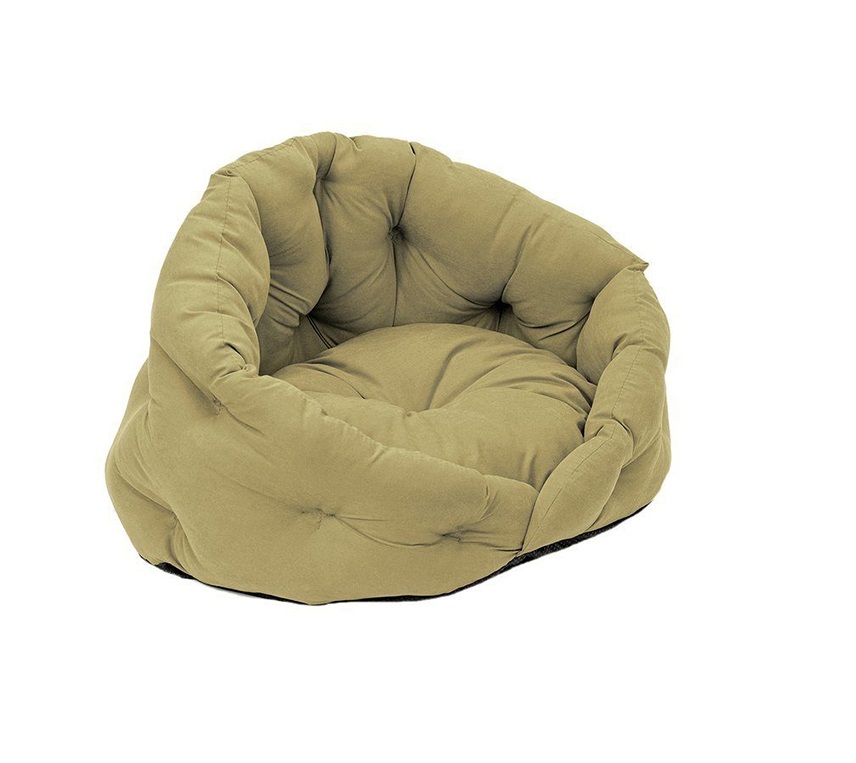 Лежанка "Sleep-Бархат" овальная пухлая, с подушкой Милитари Зеленый №2 60х48х43см (Дарэлл)
